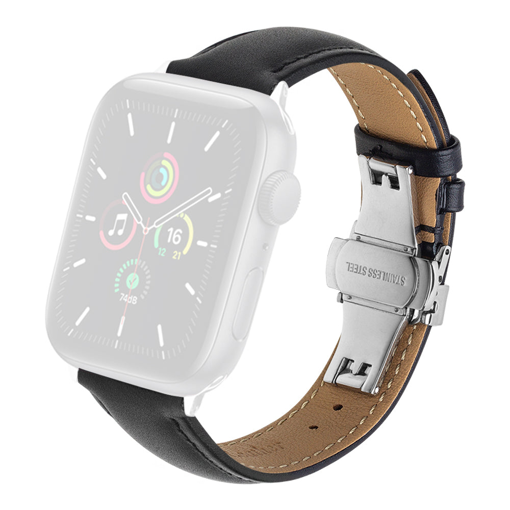 QIALINO for Apple Watch Ultra 2 49mm Series 9 45mm SE (2023) 44mm Ultra 49mm Series 8 45mm 7 45mm Series 6 5 4 SE 44mm SE (2022) 44mm Series 3 2 1 42mm Solid Color Genuine Leather Wristband Smart Watch Replacement Strap QIALINO for Apple Watch Ultra 2 49mm Series 9 45mm SE (2023) 44mm Ultra 49mm Series 8 45mm 7 45mm Series 6 5 4 SE 44mm SE (2022) 44mm Series 3 2 1 42mm Solid Color Genuine Leather Wristband Smart Watch Replacement Strap